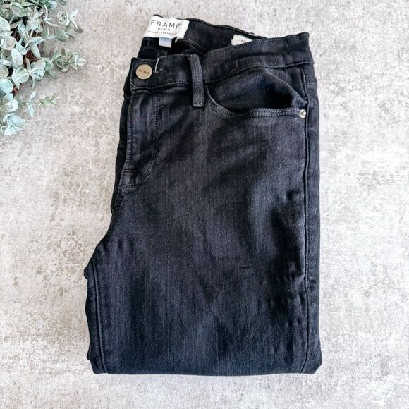 Frame Le Skinny De Jeanne Black Zipper Ankle Detail Size 26 - Picture 1 of 8